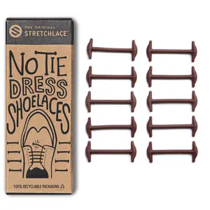 Brown No Tie Elastic Silicone Dress Shoe Laces Footwear Comfort