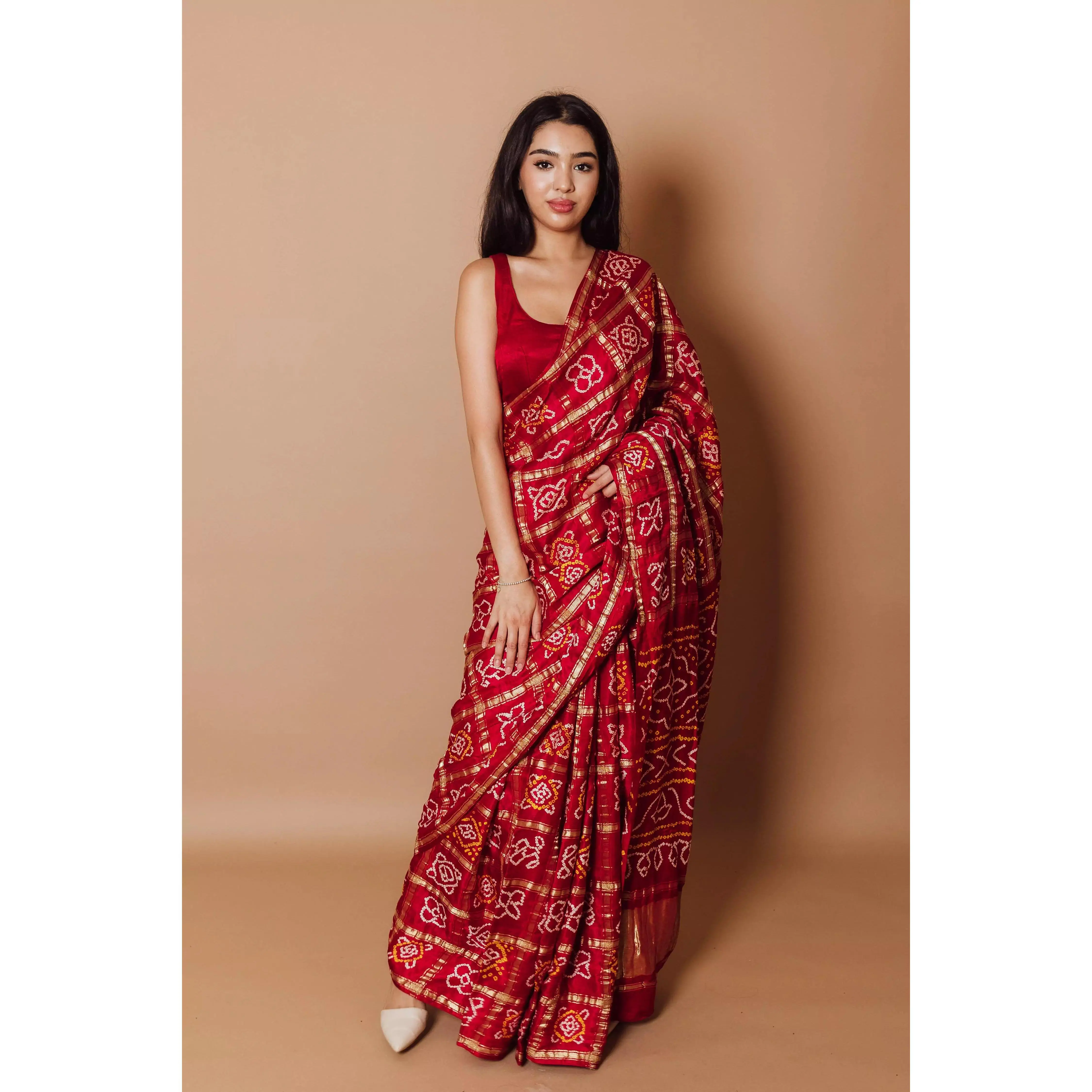 Anaya Red Pure Bandhej Saree
