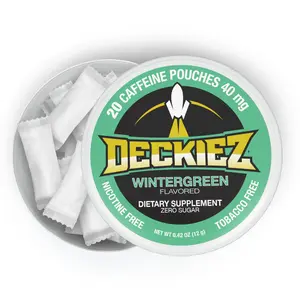 Deckiez Wintergreen Flavored Caffeine Pouches Sugar Free Traditional Coffee Alternative Dietary Supplement