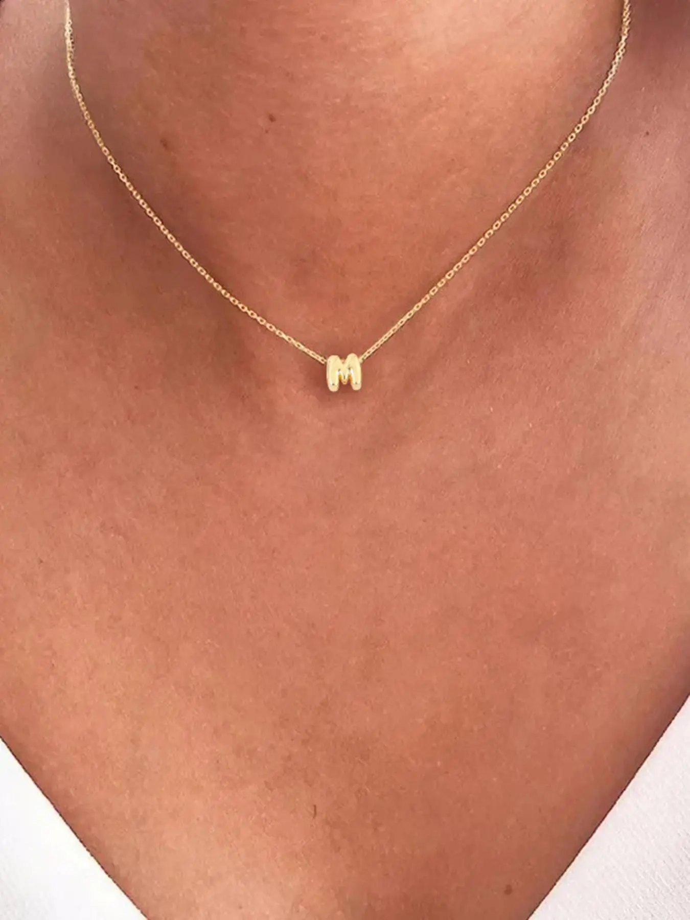 Bubble Letter Pendant Necklace for Women, New Fashion Stainless Steel Chain, Elegant All-Season Jewelry, Plated with Precious Metal