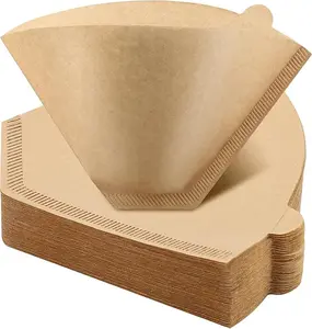 100pcs #4 Unbleached Coffee Filters – Natural Cone Paper, 8–12 Cup, Disposable Filters Compatible with Ninja, Pour Over & Drip Coffee Makers
