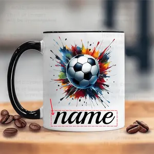 2026  A Custom Football Mug - Can Add Name/Photo/Logo - 11 Oz Coffee Cup with Football Design - Perfect for Birthdays, Anniversaries, Christmas Gifts, Suitable for Fans, Players, Coaches - Durable Ceramic Mug - Office, Home