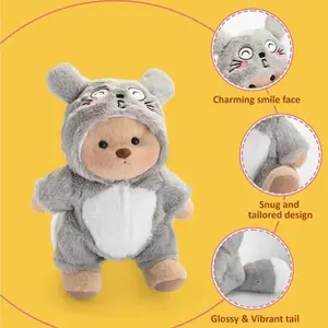 Getahug Giant Flufftail Stuffed Toy Teddy Bear Handmade Jointed Plushie Gift 12" Height Charming Smile Face Snug Design Perfect for Cuddling - Animal Merch