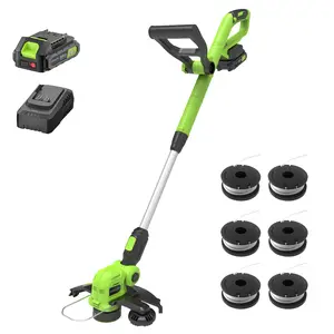 STEELITE 12-inch 21V Cordless String Trimmer, Battery Powered Weed Wacker with Batteries and Charger, 8500 RPM Battery Powered Electric Grass Cutter for Lawn Care and Edging