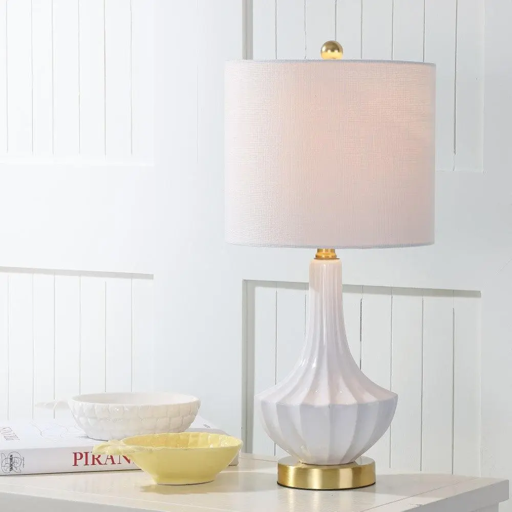 JONATHAN Y Parker Ceramic Mini LED Table Lamp , for bedroom, living room, foyer, hallways, dining room, dorms