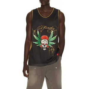 Ed Hardy By Appointment Only Weed Skull Jersey in Black