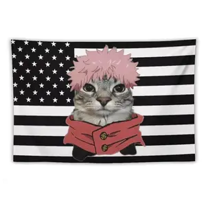 Black USA America Flag Tapestry - Anime Funny Room Merch - Backdrop Tapestry Jujutsu Kaisen Aesthetic Decor Decoration Decorative Cotton tiktokshopspringglowup