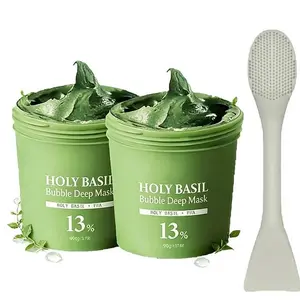 Holy Basil Bubble Deep Mask 13% – Skin Detox Recipe K-Beauty Clay Bubble Mask with Sparkling Holy Basil & PHA, Gently Detoxifies Pores and Removes Blackheads, Korean Wash-Off Pack for Clearer Skin, 90g