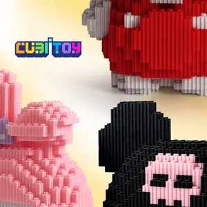 CubiBRICK Cat Series BlackWhite/Pink Bundle (~2,000 PCS each model) 3D Micro Building Block Model