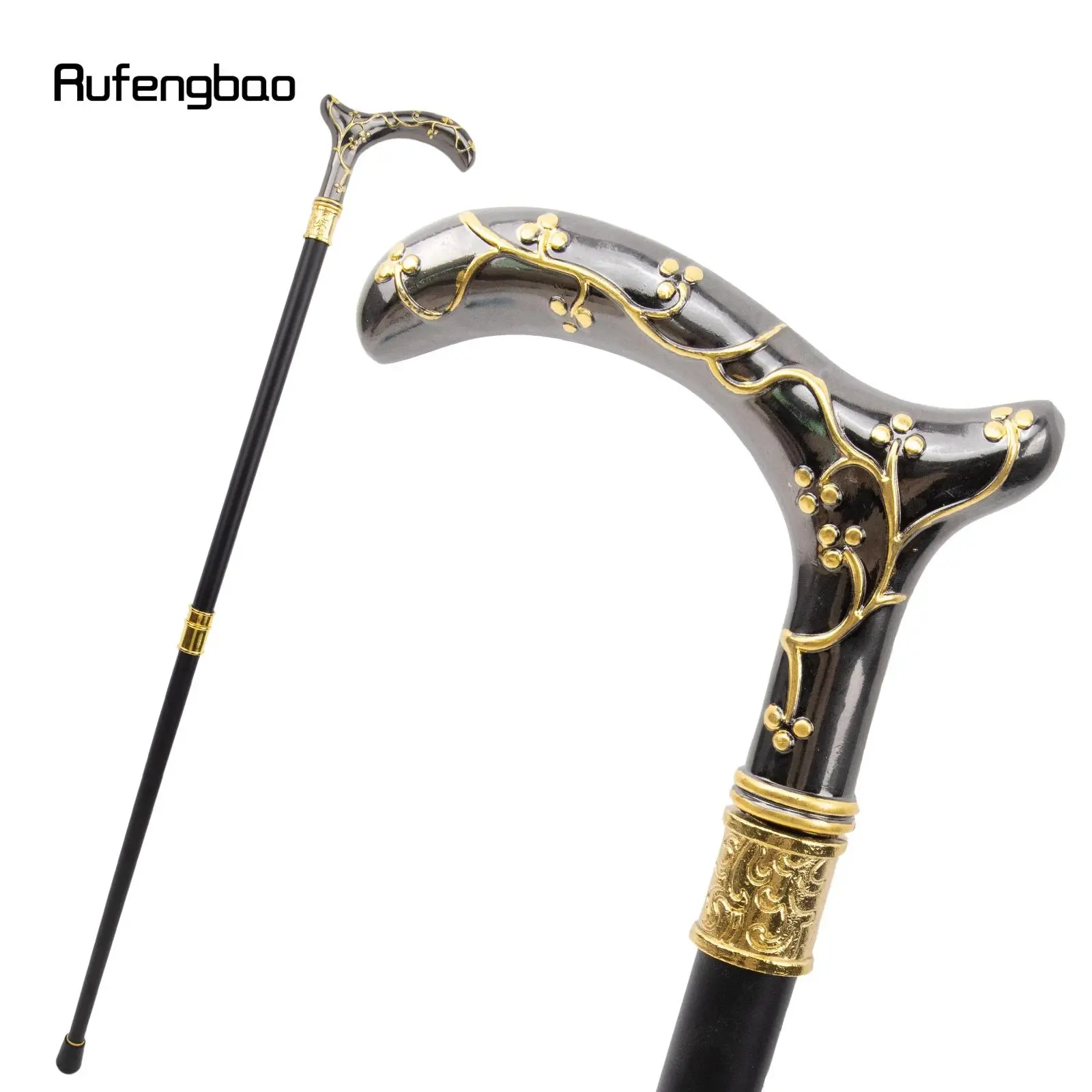 Golden Black Plum Blossom Flower Fashion Walking Stick Decorative Stick Cospaly Vintage Fashionable Walking Cane Hiking Stick Hiking Pole Crosier 93cm