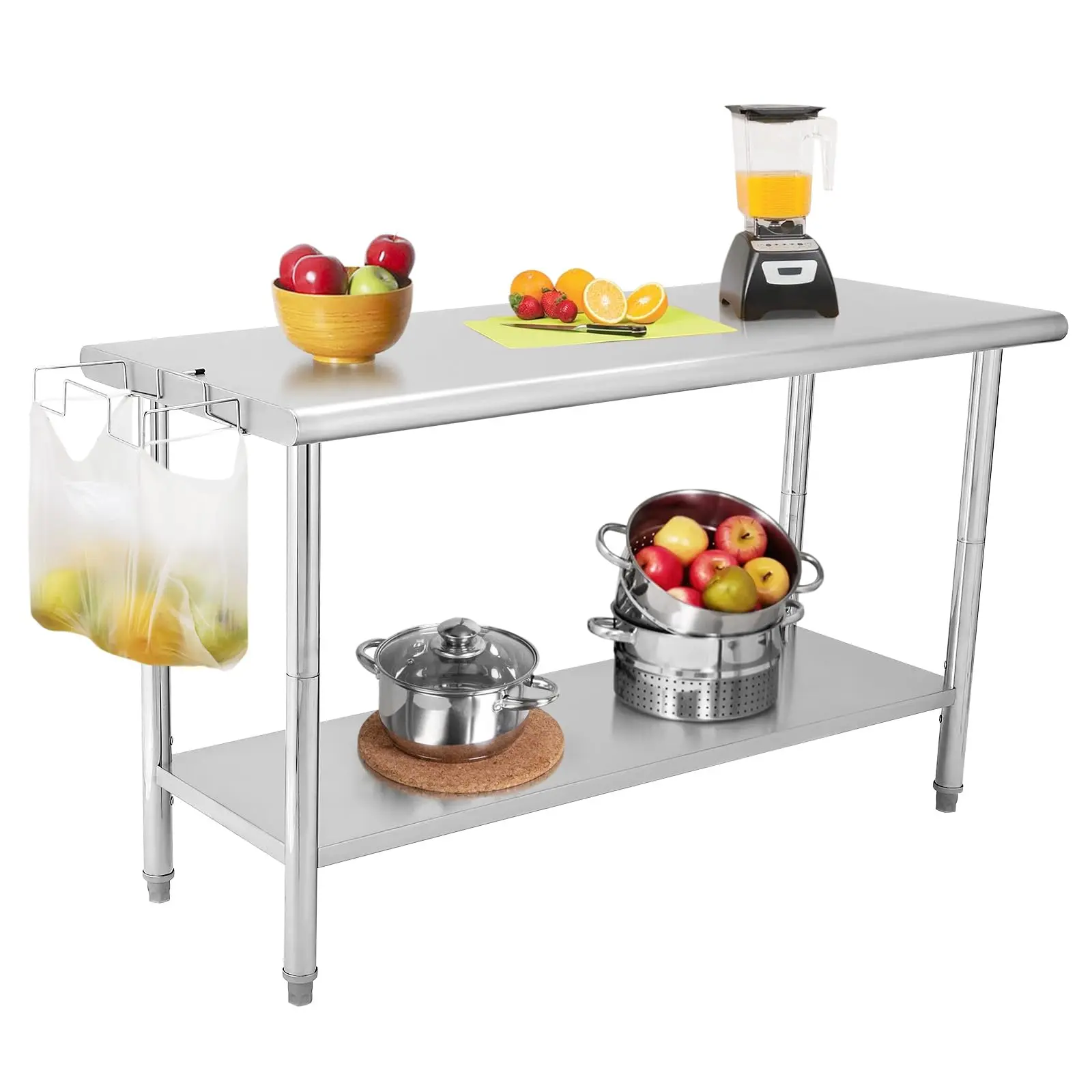Garvee 60"X24"x35" NSF Stainless Steel Work Table, Heavy Duty Prep Table with Adjustable Undershelf, Commercial Metal Table for Kitchen, Restaurant, Home, Hotel, Workstation