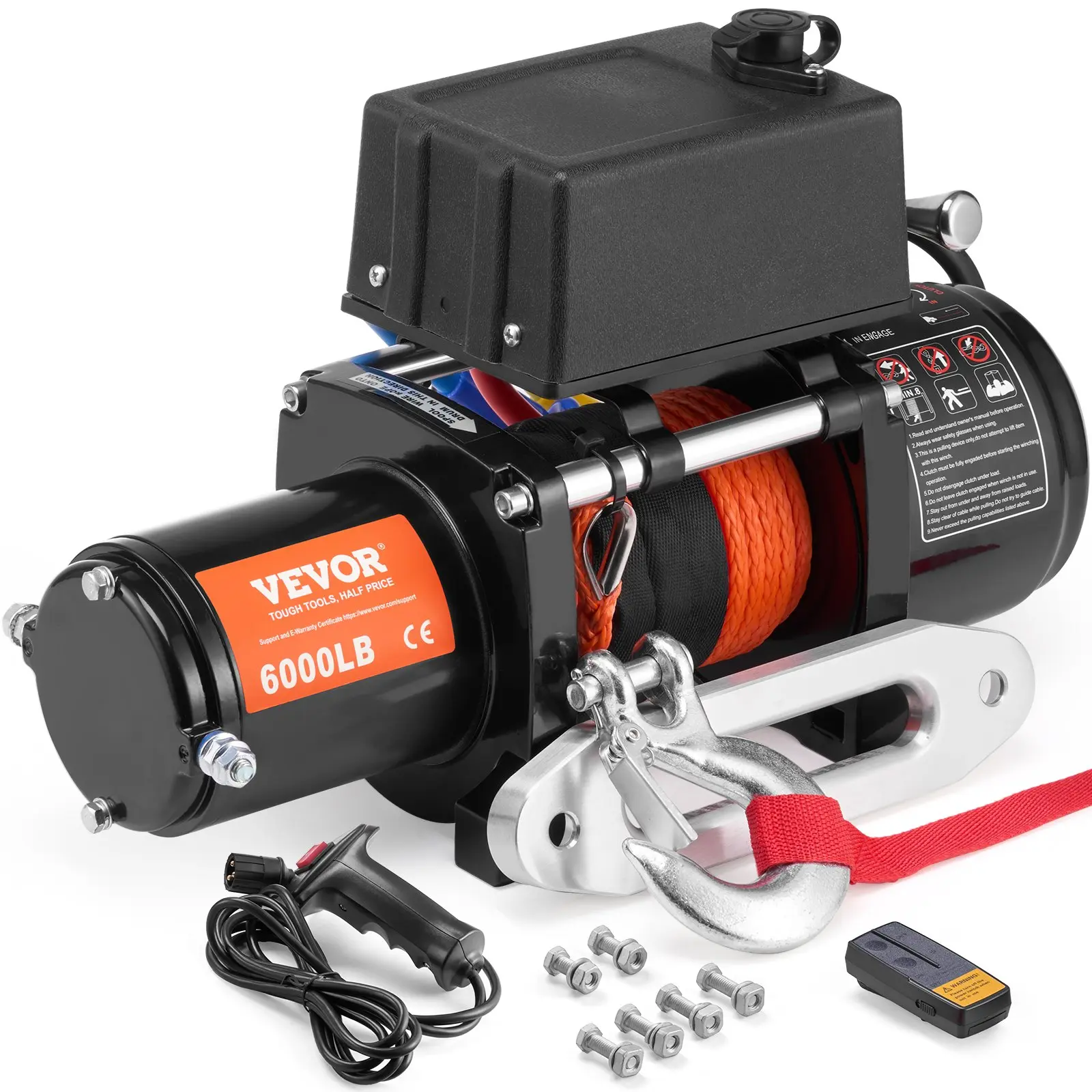 【summerfinds】VEVOR Electric Winch for Truck 6000 lb Synthetic Rope Waterproof Remote Control, Heavy Duty, Vehicle Accessories, Heavy Duty Rope, Weather Resistant Rope