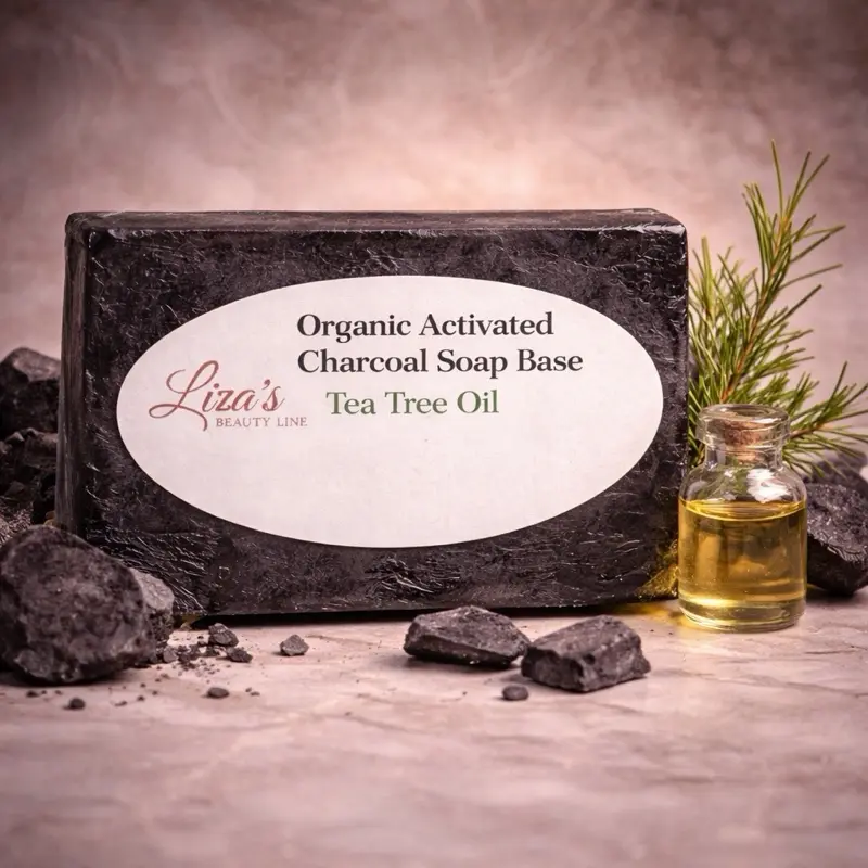 1300- Liza's Beauty Line Organic Glycerin Soap with Activated Charcoal & Tea Tree Oil for Deep Cleansing & Detoxification