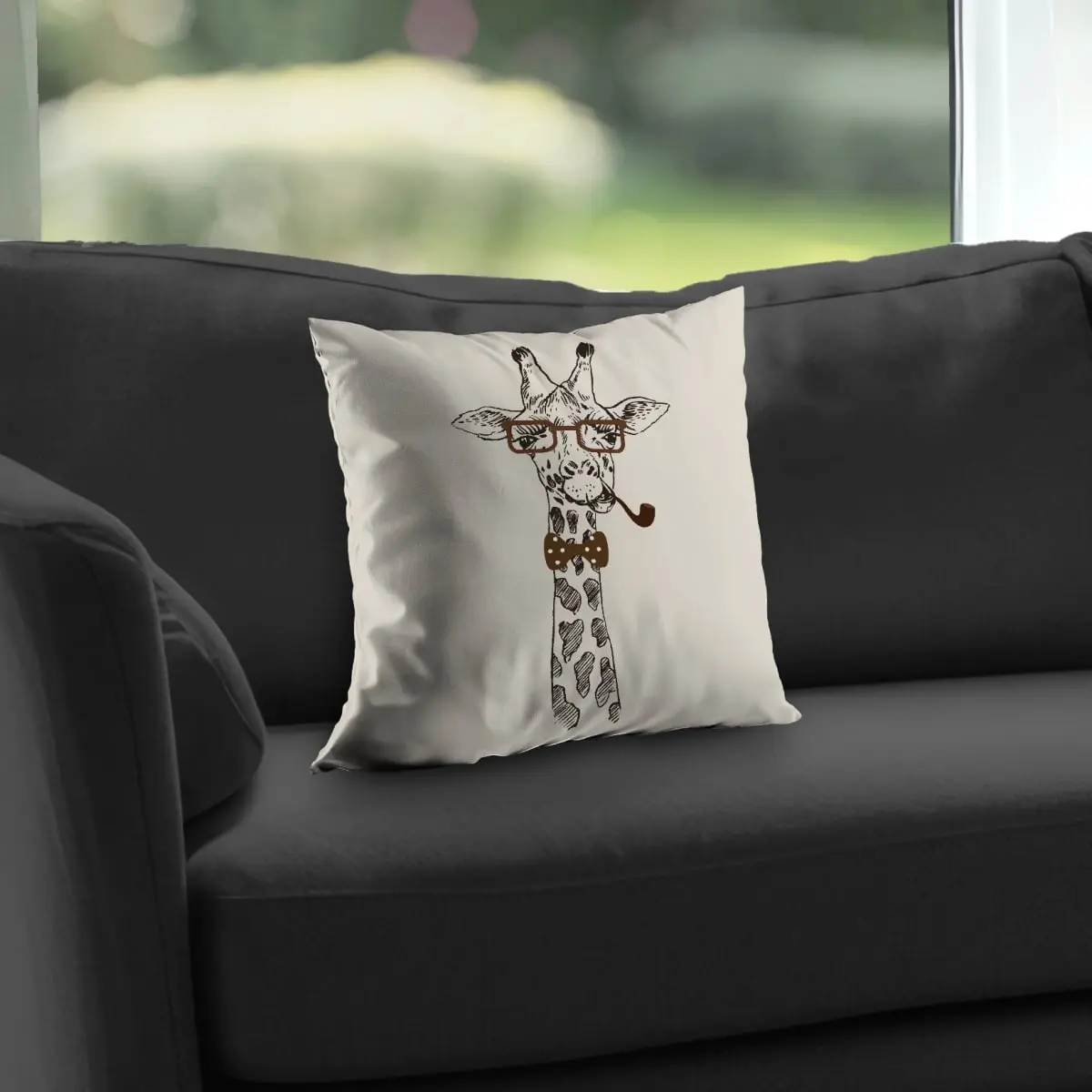 360 Stand 14x14 in. Poly Twill Throw Pillow - Whimsical Giraffe Unique Design, Plush Polyester Insert for Home Textiles & Soft Furnishings Decor, Plush Insert, 14-Inch Standard Pillows, Animal-Inspired Standard Pillows