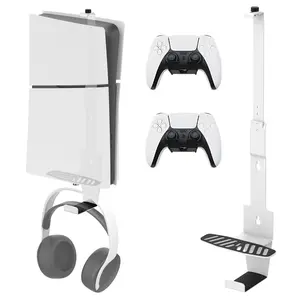 Wall Mount Bracket Compatible Ps5 Pro/slim Ultra-Thin Console, Includes Two Game Controller/earphone Holders, Wall-Mount Design Frees Desktop Space, Console Controller Accessories