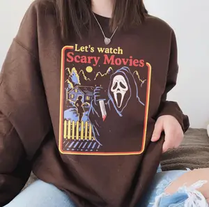 Let's Watch Scary Movies Crewneck Sweatshirt, Vintage Ghostface Halloween Sweatshirt, Horror Characters Ghostface Sweater, Scary Movies Halloween Sweatshirt, Best Sweater For Halloween
