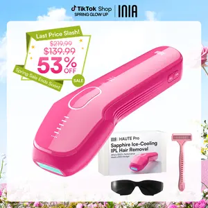 INIA HAUTE Pro Sapphire Ice-Cooling IPL Hair Removal Device – Painless, FDA Cleared, Full Body & Bikini Use, Long-Lasting Results for Women & Men, 2-Year Warranty – Stay Cool & Smooth