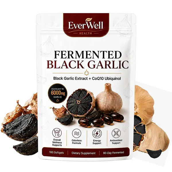 Everwell Fermented Black Garlic 180Softgels,Odorless Vegan Non-GMO Supplement