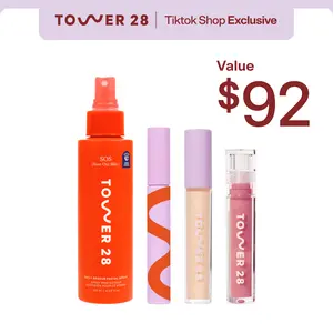 Tower 28 Essentials Bundle - 4-Step Makeup Routine for Sun-Kissed Fresh-Faced Look - Save $18 on Cosmetic Essentials