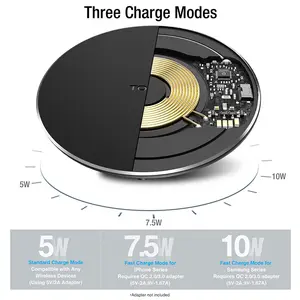 TOZO W3 Wireless Charger, 10W Qi-Certified Fast Charging Pad with Aviation Aluminum Computer Numerical Control Technology Compatible with iPhone 16 15 4Series, Samsung Galaxy Series NO AC Adapter Smartphone Cellphone Electronic Mobile Smartphone Cellphone