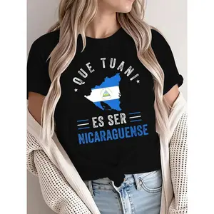 Men's Short-Sleeve Round Neck Graphic T-Shirt - Soft Cotton Menswear, Casual T-Shirts, Streetwear Sports Top, Comfortable Nicaragua Flag Tee