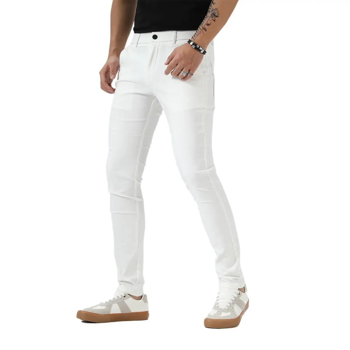 Men's Plaid Skinny Chinos Stretch Chino Pants Casual Business Trousers Men's Plaid Skinny Chinos Stretch Chino Pants Casual Business Trousers