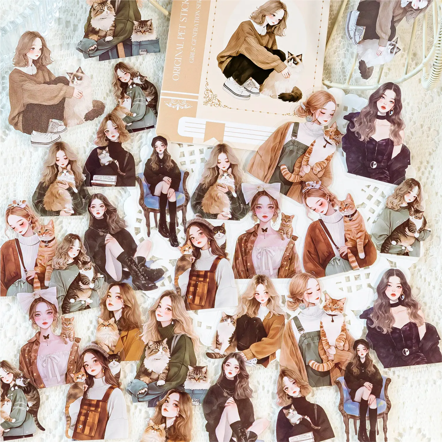 180 pieces, PET stickers, Girls' Generation series, girl characters, decorative stickers, DIY scrapbooking accessories, collage albums, notebooks, planners, scrapbooking supplies, trash diaries, DIY arts and crafts