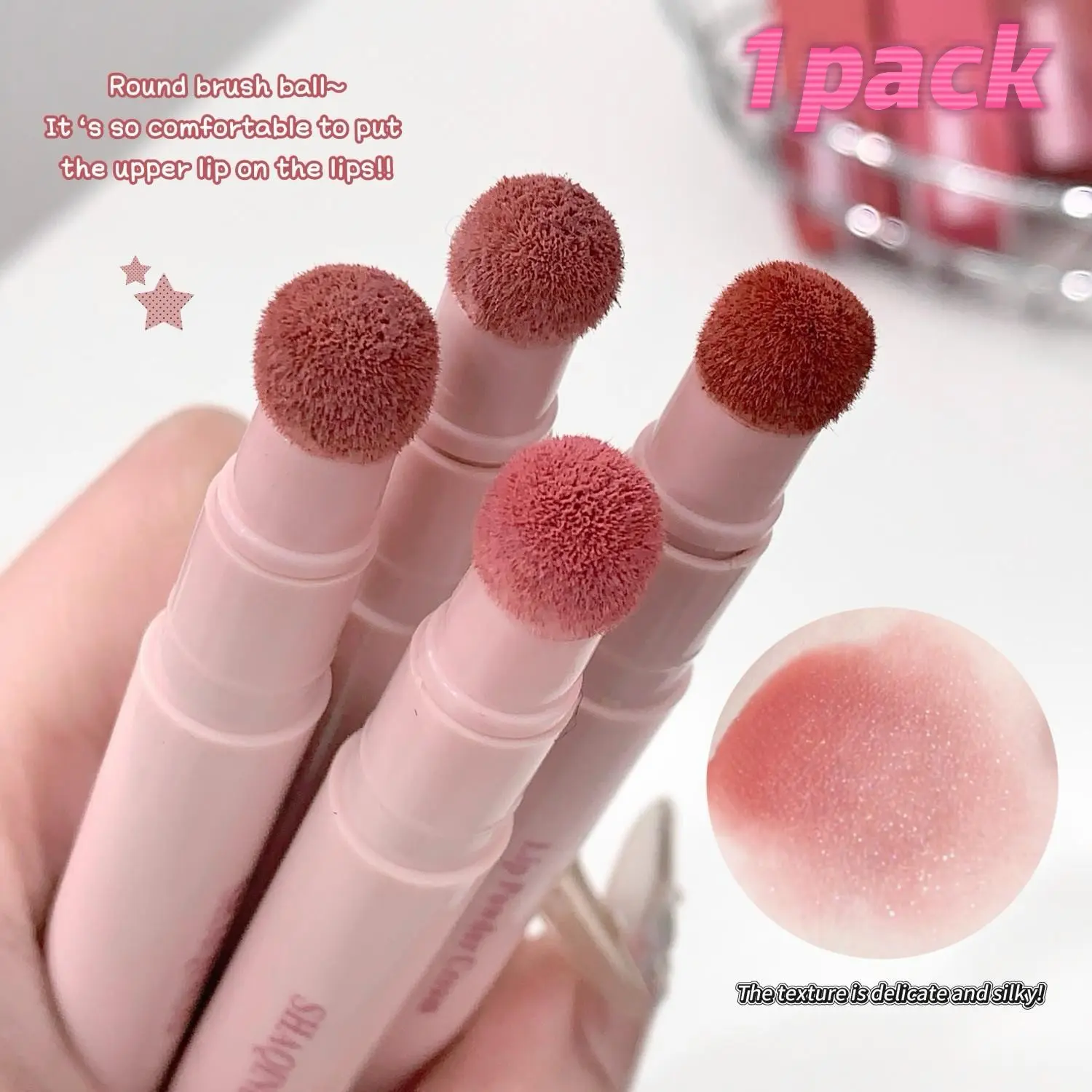 Soft Mist Lightweight Lip Powder Foundation, Low Saturation Matte Finish, Flawless, Easy Application, Dual Use for Lips and Cheeks, Lightweight and Comfortable, Makeup