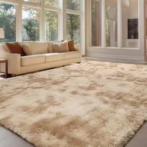 FAMVAL Large Size Plush Rugs Big Fluffy Area Rug Non-slip Soft Shaggy Carpet Mats for Livingroom Bedroom Nursery Home Decor Tie-dye Khaki​ Christmas gifts