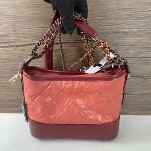 Pre-owned CHANEL Gabrielle hobo two tone red quilted leather bag, with mixed hardware. qg2615 with toy
