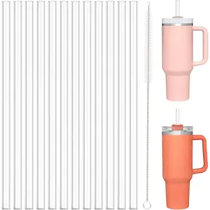 12 count Replacement Straws for Stanley Cup 40 oz 30 oz 64 oz Tumbler, Reusable Drinking Straws with Cleaning Brush for Stanley Cup Accessorie, BPA Free, Dishwasher Safe Drinkware