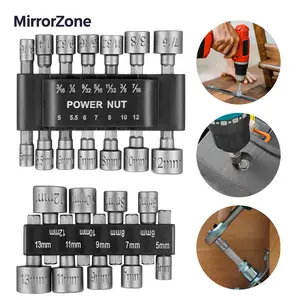 Power Nut Driver Drill Bit Set,1/4 Inch Hex Socket Adapter,Bolt Driver Tools Kit,Suitable for Quicker Change Chuck,Electric Screwdriver,Hand Drill,Pneumatic Drill,Lithium Drill,MirrorZone.
