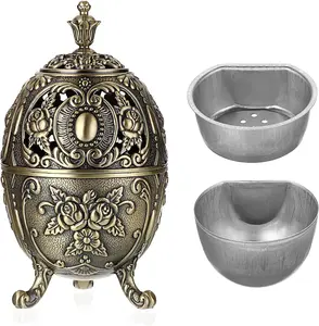 Vintage Holder with Removable Ash Catchers, Metal Censer Antique Cone Coil Holder Zinc Alloy Spiritual Aromatherapy Yoga Meditation Gifts Retro Home Decoration