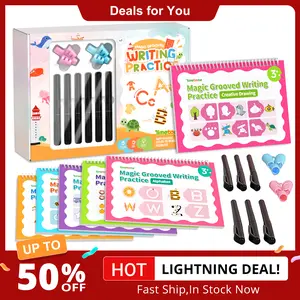 【Deals For You Days】2026-TIMETOME Spanish Reusable Grooved Handwriting Workbook for Kids, Learning Materials, 6 Books–Early Elementary,Math, Words, Drawing –Gift for Child，summer learning workbook
