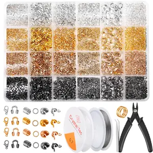 2160Pcs Crimp Beads Kit - Jewelry Making Set with Pliers, Covers, Tubes, Jump Rings, Wire Guardians & String