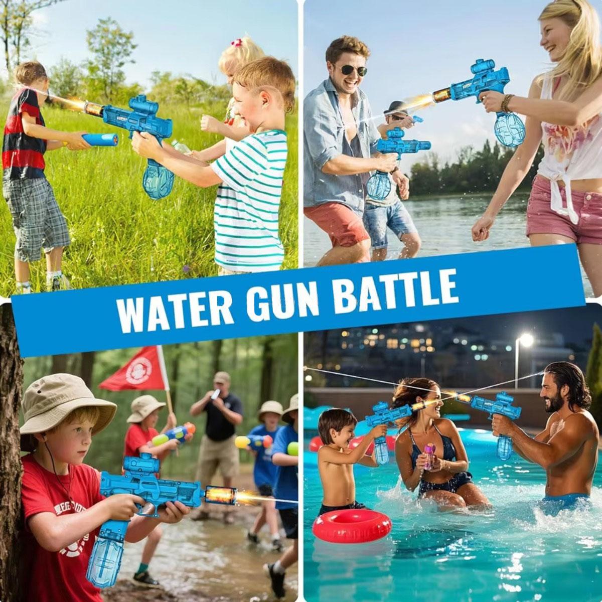 Powerful Electric Water Gun Automatic, Glowing Realistic Muzzle 320cc High Capacity Squirt Toy, Up to 32FT Range for Backyard Beach Party Party gifts