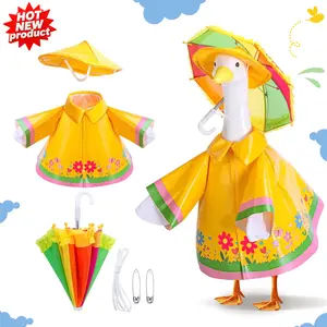 3 Pcs Raincoat Porch Goose Outfits Summer Lawn Goose Statue Raincoat Costume Yard Goose Clothes Raincoats Umbrella Hat Outfit for 23" Statue Patio Garden Decoration