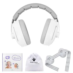 2-in-1 Baby Ear Muffs Noise Protection Noise Cancelling Headphones Ear Protectors for Babies up to 48 Months Adjustable Infant Ear Protection with Non-Slip Band for Airplane Travel Sleep Gift