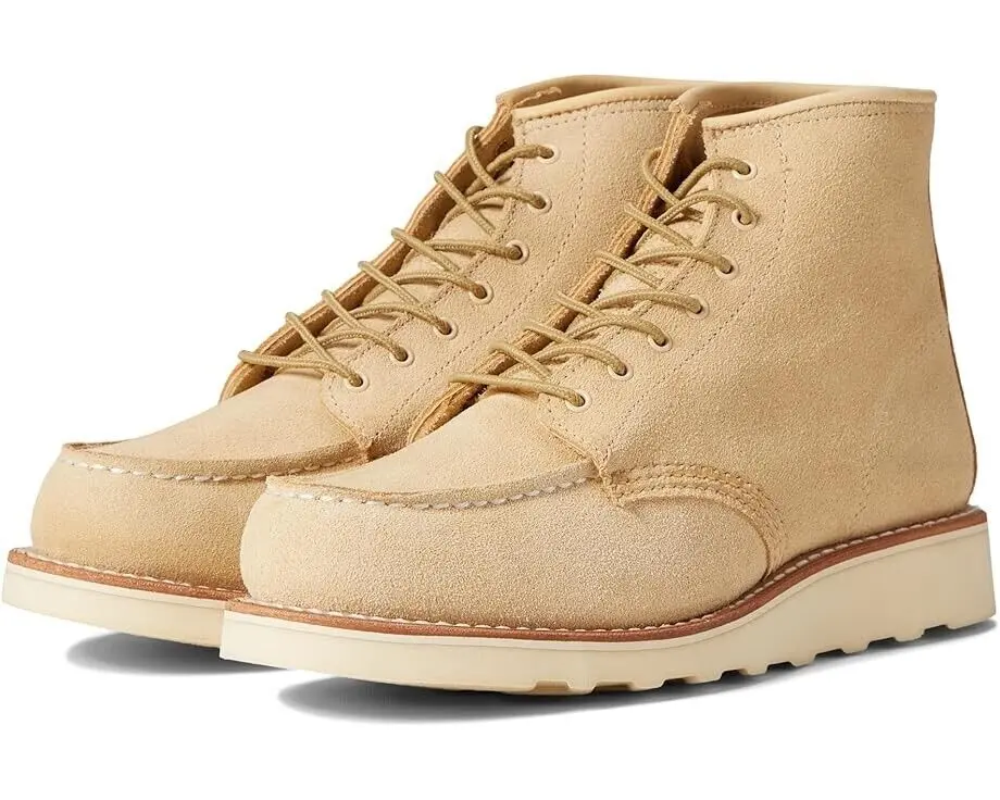 Red Wing Shoes Wing Classic Moc Toe 6 Inch Ankle Boot in Red/Cream Leather | Women's