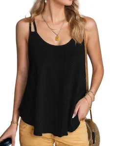 ZEAGOO Womens Cute Tank Tops Eyelet Sleeveless Spaghetti Strap Scoop Neck Loose Casual 2025 Summer Beach Vacation Flowy Shirts summerwins