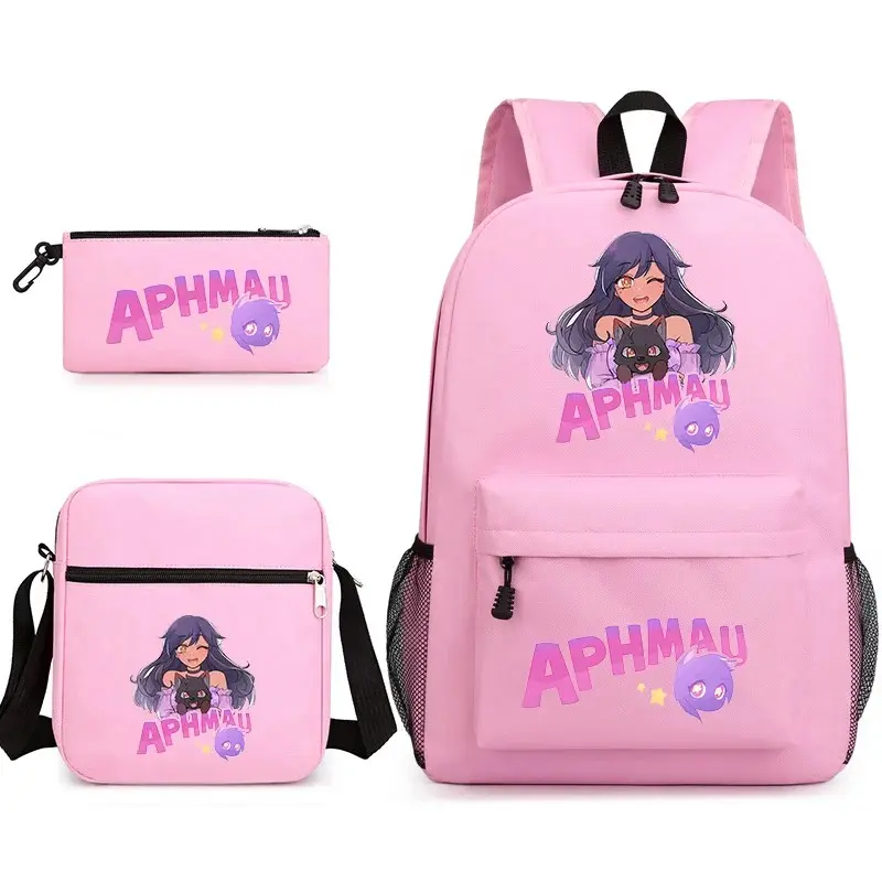 Backpack, school bag, pencil case, shoulder bag, three-piece set, fashion game, cartoon print, children's school bag