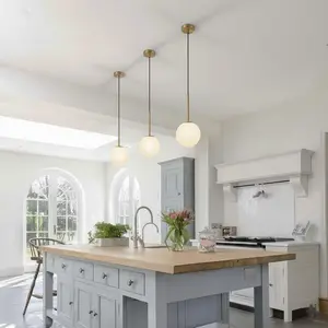Modern Luxurious Milk Round Ball Pendant Light, Adjustable Length E27 Bulb Base, Nordic Simple Bedroom Bedside Bar Hallway Lamp