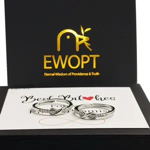 EWOPT 2 pcs Forever Best Friends Pink Oath Infinity Symbol Ring Set White Gold-Plated Adjustable Rings for Unbreakable Bond Matching Friendship Jewelry