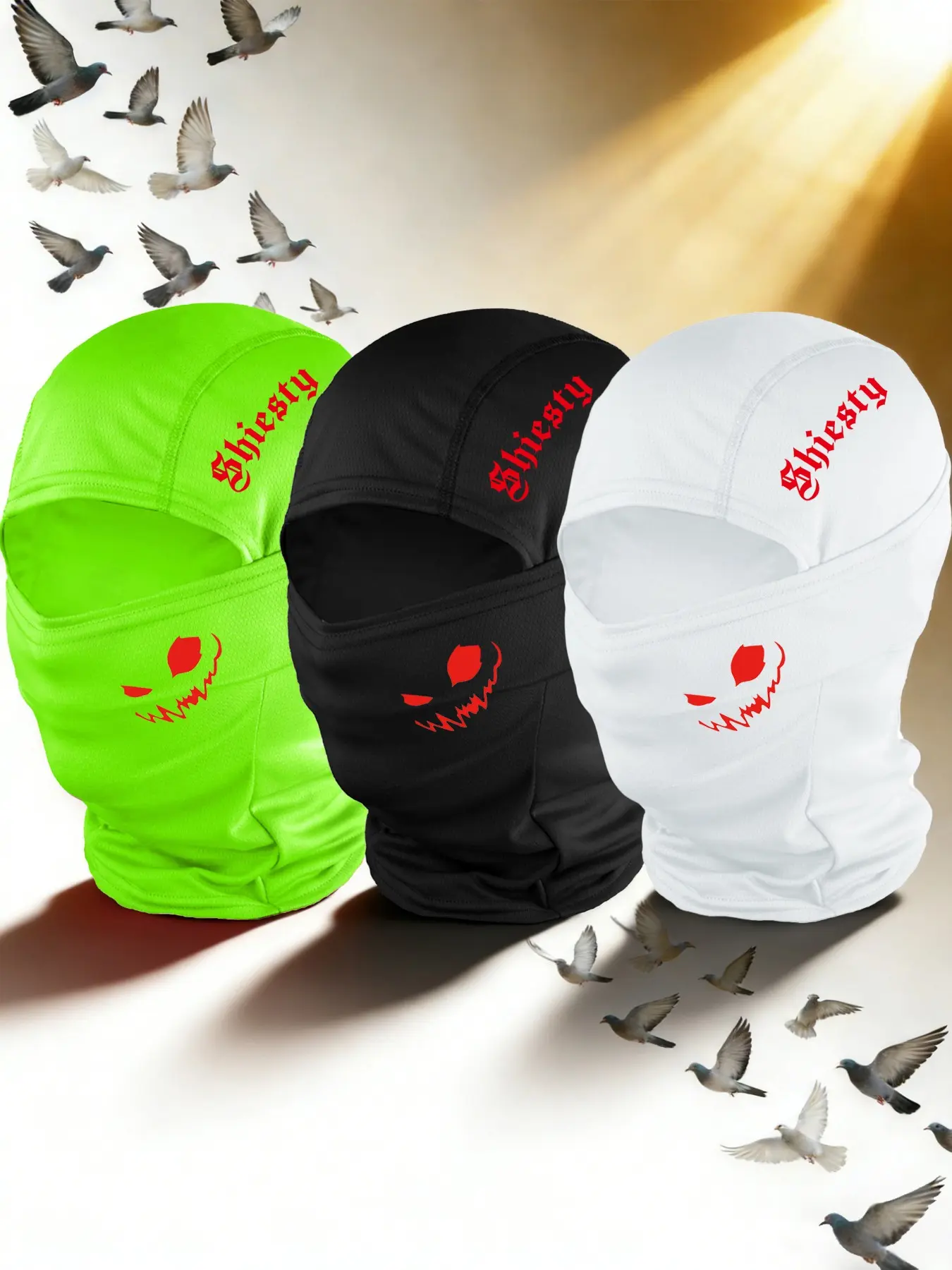 3pcs/2pcs/1pc Unisex Smiling Face and Letter Balaclava Mask Neck Gaiter Headwear Breathable Face Covering Ski Mask for Men Women Outdoor Sports Hiking Fishing Commuting Suitable for Daily Wear Neck Gaiter Masks