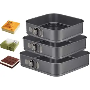 Springform Pan Set, 9.5/10/11Inch Square cake pans, Nonstick Springform, Leakproof Cake Pans with Removable Bottom for Baking, Cheesecake Pan (Square, 9.5/10/11 inch)