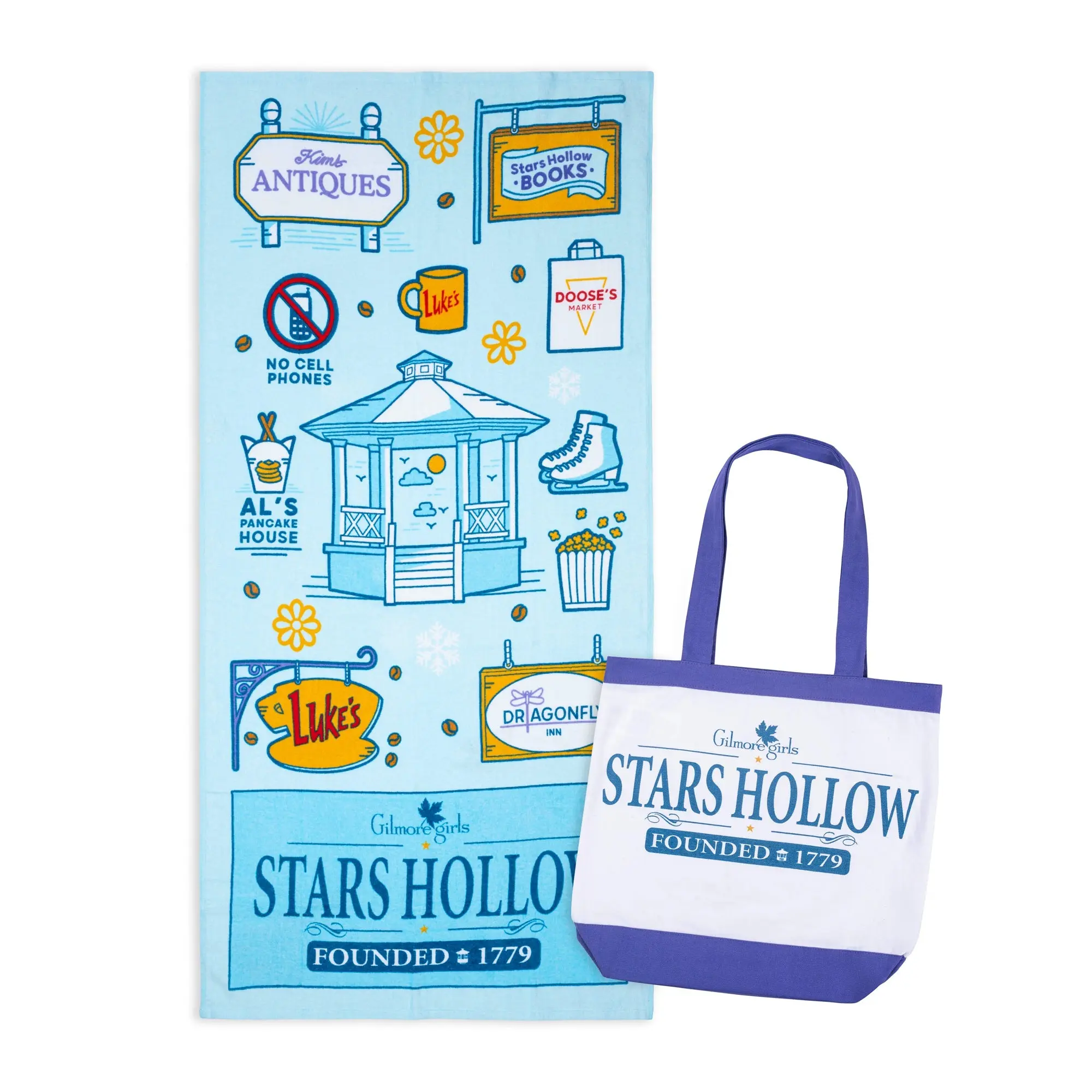 Disney Casual 2-Piece Set - Open-Top Canvas Tote Bag (26 in Shoulder Strap) & 100% Cotton Towel for Beach, Water Sports Activities