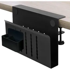 Under Desk Laptop Holder, Desk Side Storage with Anti-Scratch Pad &  Pen Holder, Clamp on Table Organizer for Office Home Fits Flat Edge Table 0.3" to 2.3"