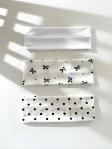 Women's Elegant Sweet Bowknot Bow Accent Polka Dot Elastic Sports Headbands, Sweat-Absorbing Hair Bands for Daily Fitness Yoga Running