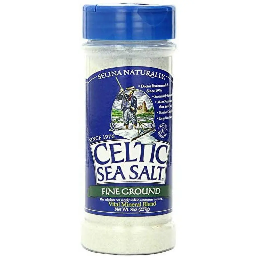 Celtic Sea Salt Fine Powder Shaker Jar, 8oz - Mineral Rich Pure Salt with Natural Flavor, Unprocessed, No Additives, Non-GMO Verified, Kosher Certified, Gently Milled for Table & Pantry Essentials