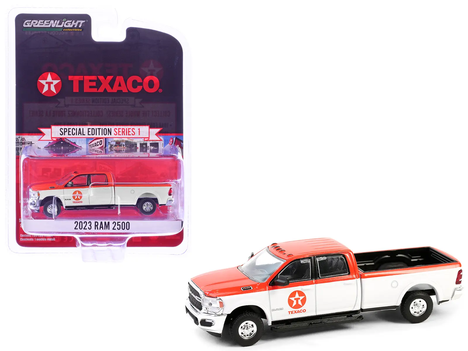 2023 Ram 2500 Pickup Truck "Texaco" Orange and White "Texaco Special Edition" Series 1 1/64 Die Cast Model Car by Greenlight
